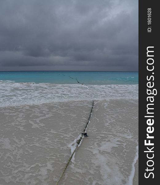 Cancun Stormy Beach Buoy Line