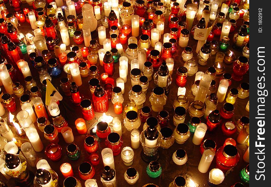 Candles at church, blur, fire