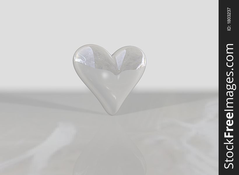 A heart shaped pearl rendered on a white background. A heart shaped pearl rendered on a white background