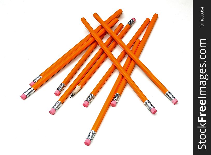A group of pencils over a white background