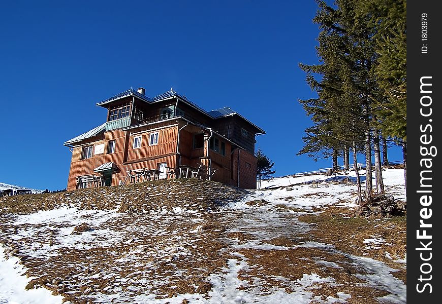 Hut in mountains