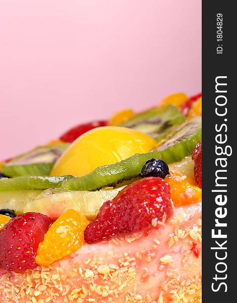 Fruit Cheesecake with pink background