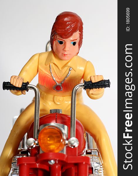 Toy Motorbike With Driver Frontview