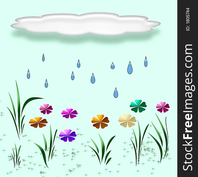 Raindrops on a spring garden illustration art. Raindrops on a spring garden illustration art