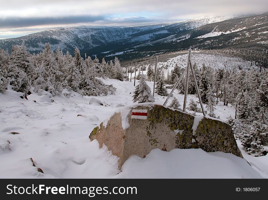 First snow in czech mountains