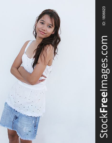 Pretty Asian teenager in a summer outfit. Pretty Asian teenager in a summer outfit
