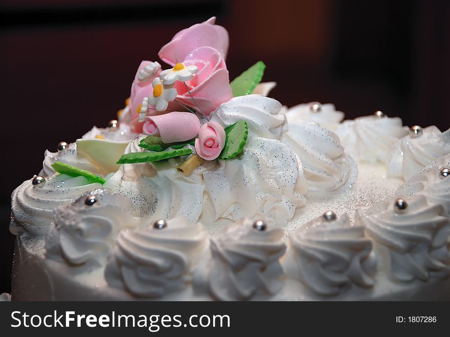 Wedding cake with flower details. Wedding cake with flower details