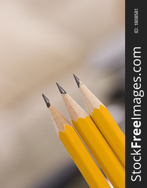 Sharp pencils on office background