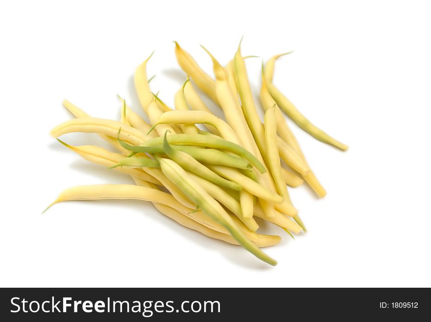 Fresh beans from the garden on a white background. Fresh beans from the garden on a white background