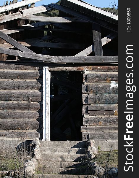 Old cabin in the West in disrepair