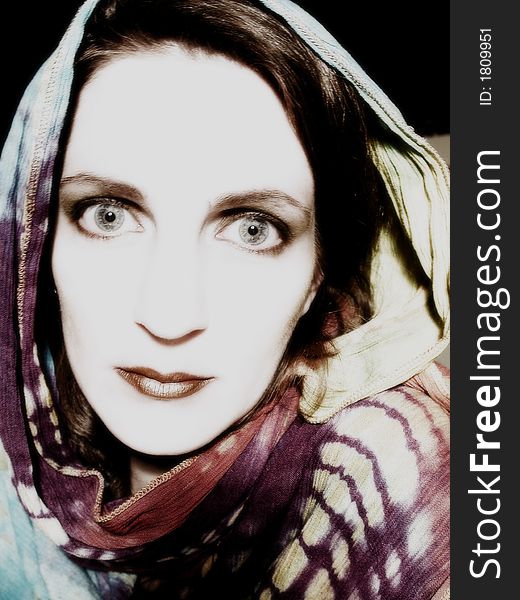 Woman Wearing Scarf Portrait