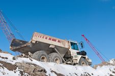 Dump Truck On A Construction Site In Winter Royalty Free Stock Photo Dump Truck On A Construction Site In Winter Royalty Free Stock Photo