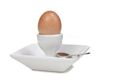 Boiled Egg In Dish With Spoon Royalty Free Stock Image