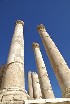 Columns From The Temple Of Zeus In Jerash, Jordan Stock Photography