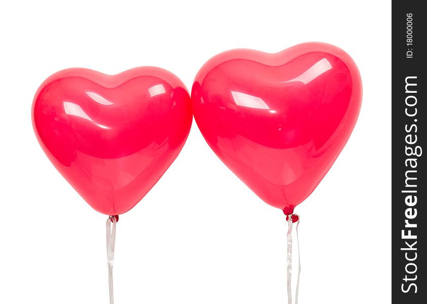 Balloons in the form of heart on a white background