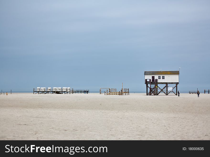 Stilts at beach of Sankt Peter Ording