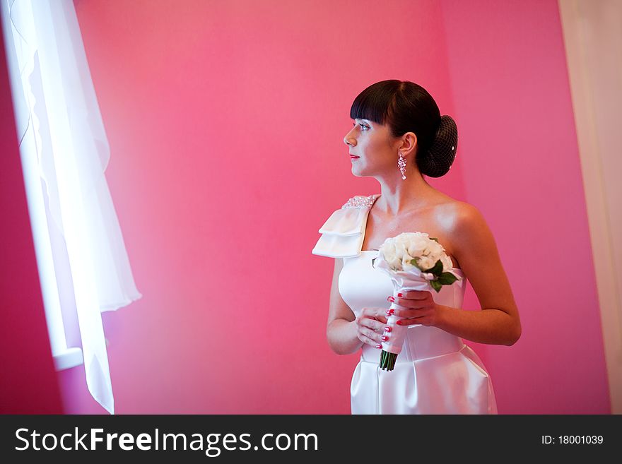 Bride playing with flying veil. Bride playing with flying veil