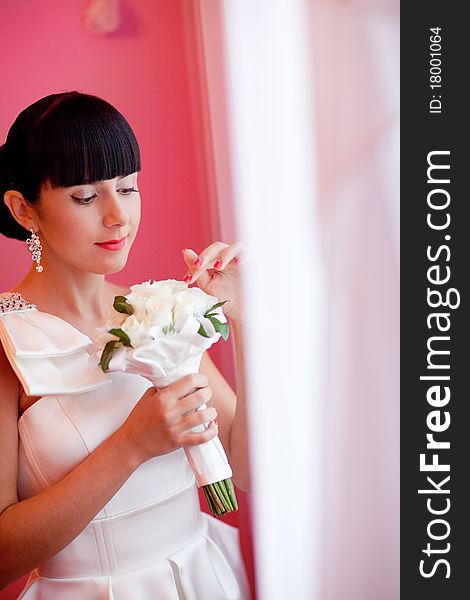 Bride playing with flying veil. Bride playing with flying veil