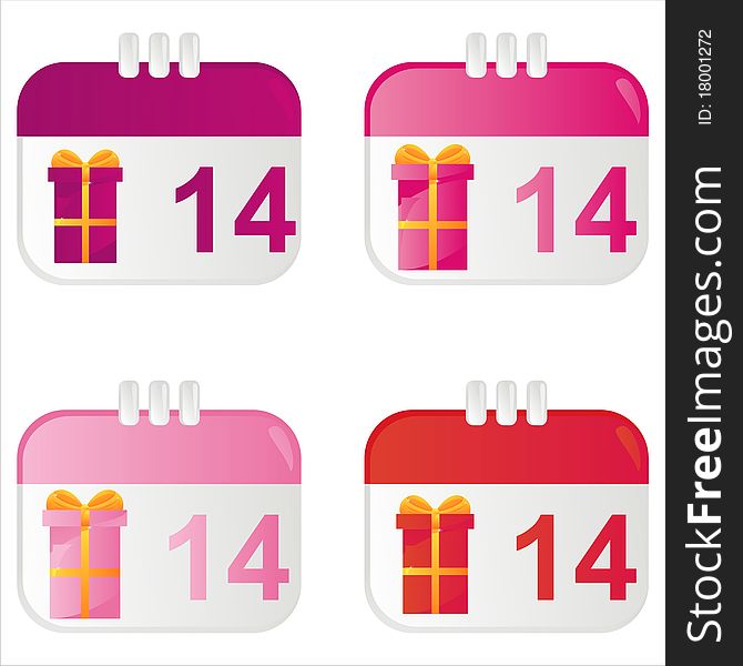 Set of 4 st. valentine's day calendar icons