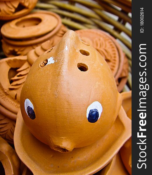 Earthenware fish shaped for gardening