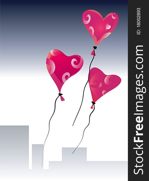 Valentine day balloons with hearts shapes. Valentine day balloons with hearts shapes.