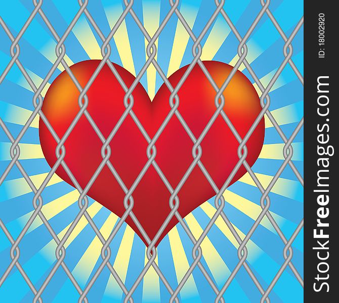 Heart for mesh fence against rays. Heart for mesh fence against rays