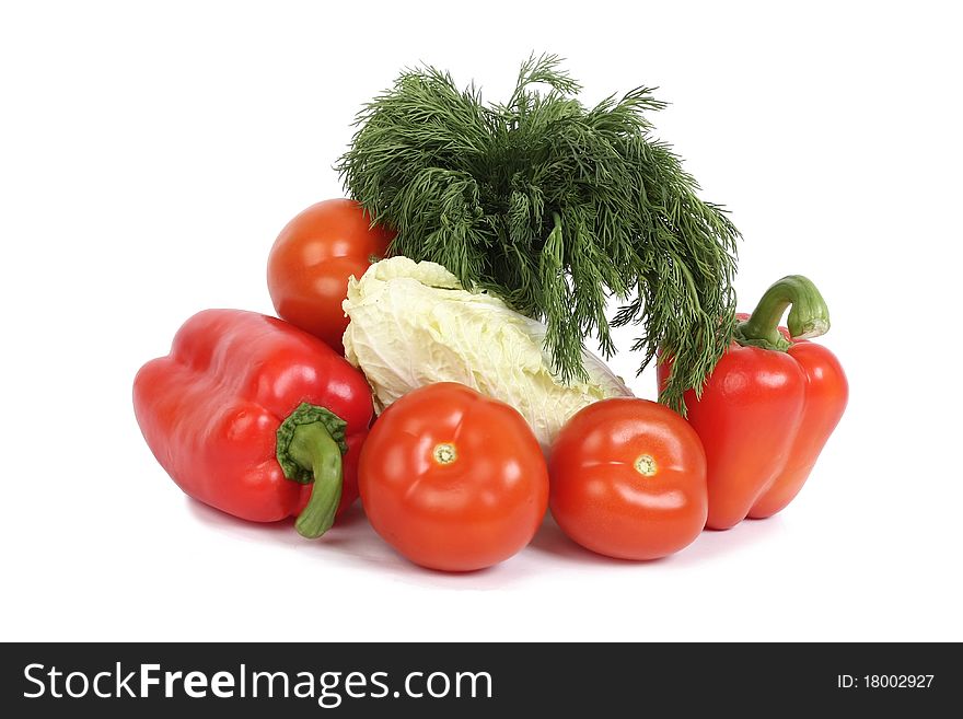 Fresh vegetables on the white background isolated
