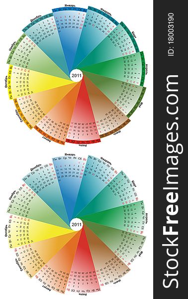 Cyrillic calendar 2011 in vector