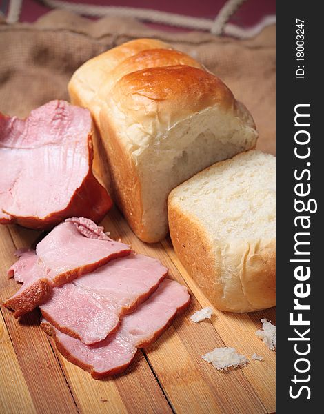 A Piece Of Delicious Ham And Bread