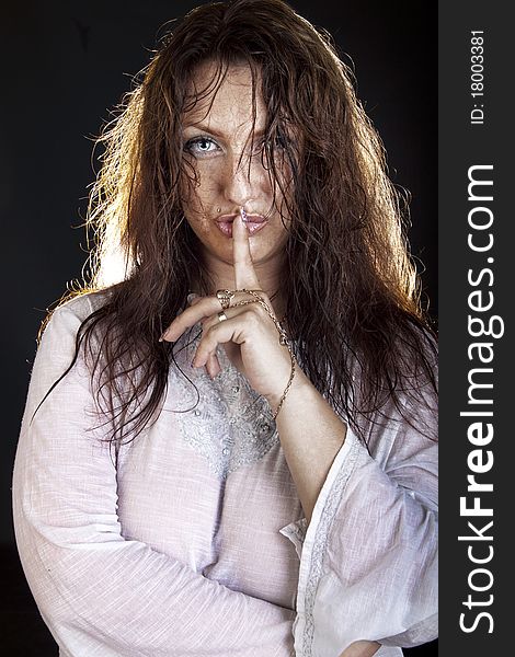 Young lady on black background. Young lady on black background