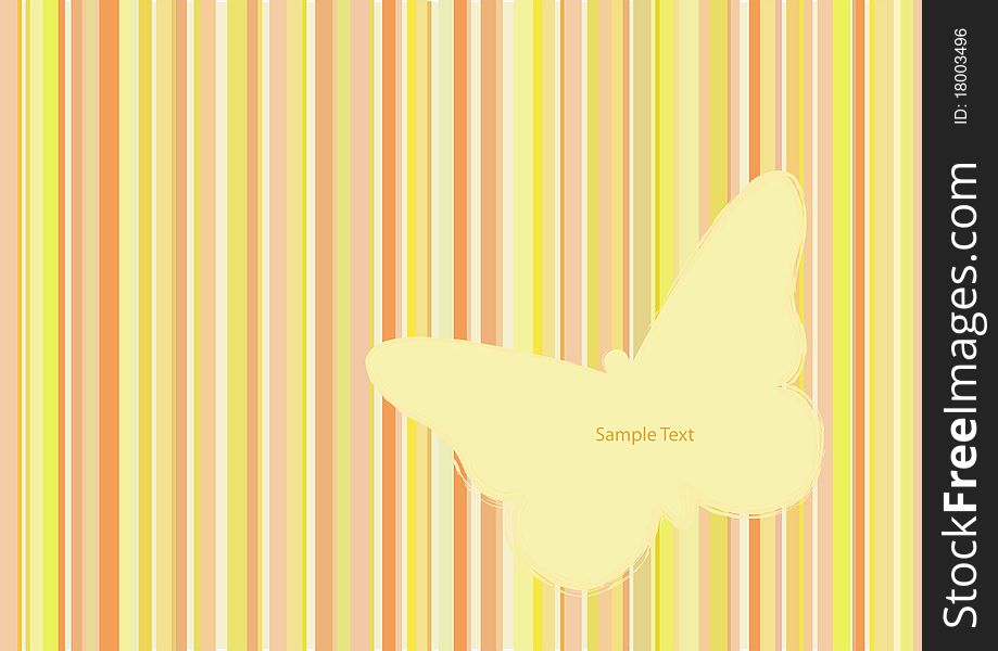 Sweet striped yellow background with butterfly. Sweet striped yellow background with butterfly