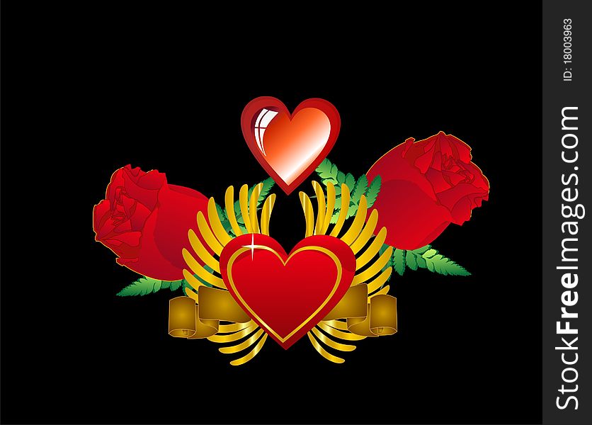 Graphic design of hearts, wings and roses, for many usages for love and Valentines. Graphic design of hearts, wings and roses, for many usages for love and Valentines...