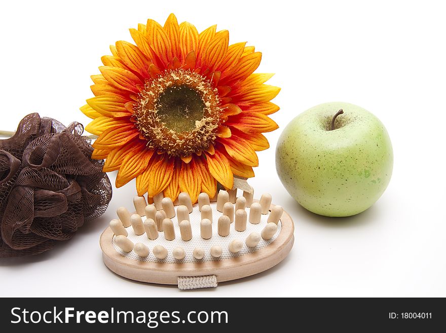 Massage brush with apple and sunflower