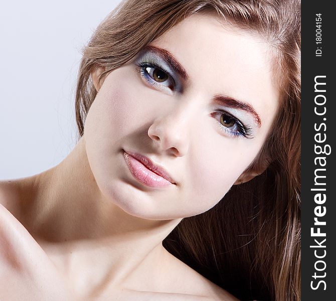 Beautiful health woman face with clean purity skin