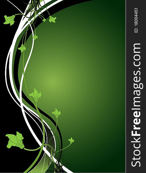 A green floral background illustration with room for text. A green floral background illustration with room for text