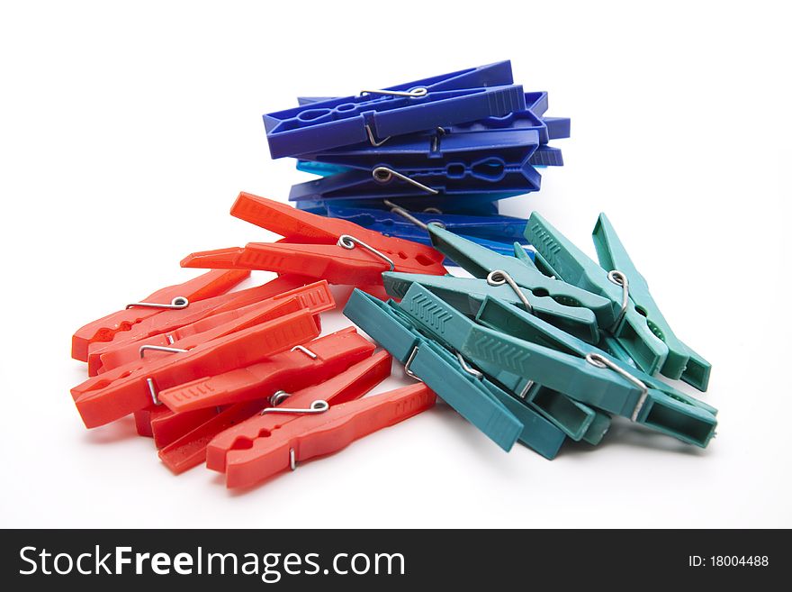 Colored clothespins of plastic for the budget