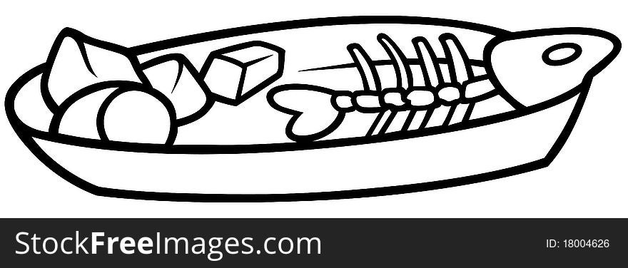 Leftovers - Black and White Cartoon illustration, Vector