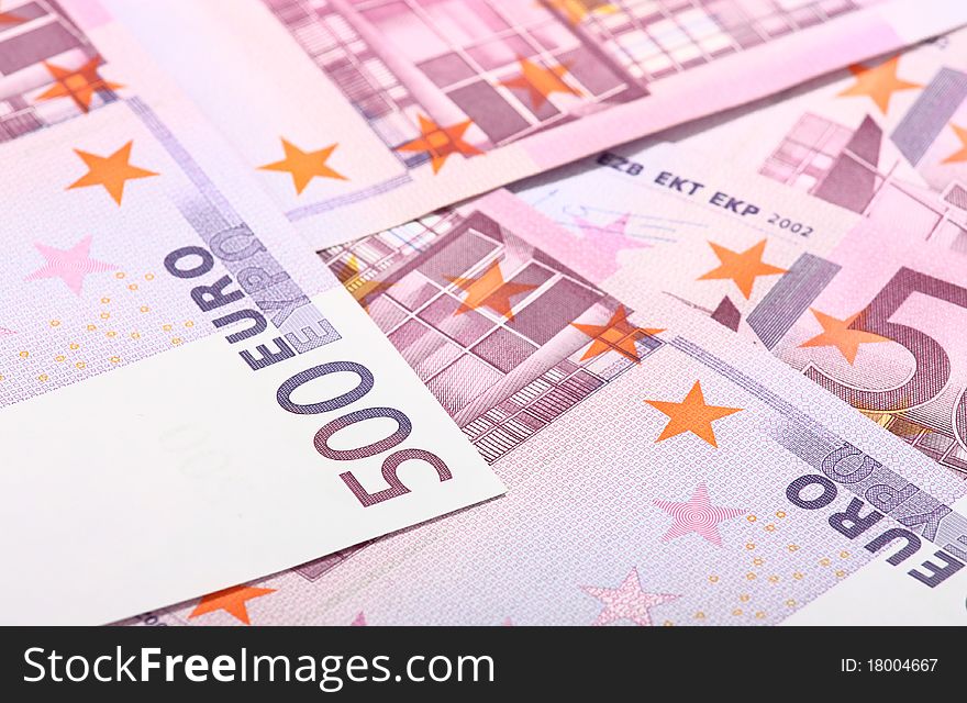 Close-up of five-hundredth euro banknotes