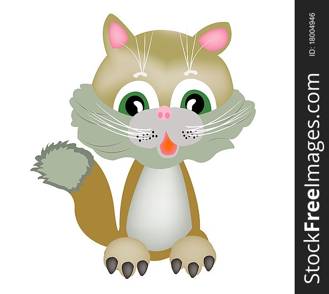 Illustration nice kitty on white background. Illustration nice kitty on white background