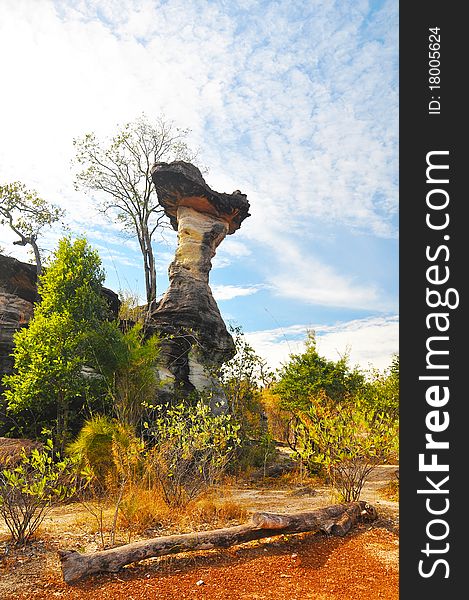 Ancient Rock Column call Soa Chaling in Northeast of Thailand