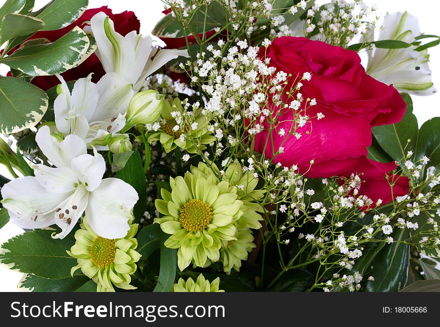 Bunch of beautiful flowers isolated on white. Bunch of beautiful flowers isolated on white