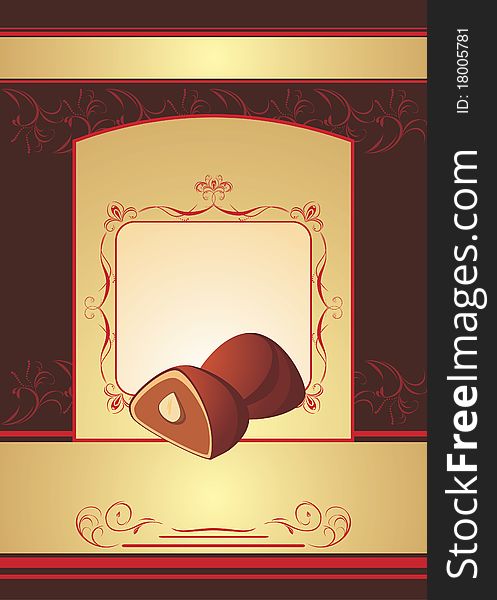 Chocolate truffle. Background for wrapping. Illustration