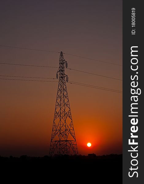 High voltage ,electric pillar,twilight. High voltage ,electric pillar,twilight