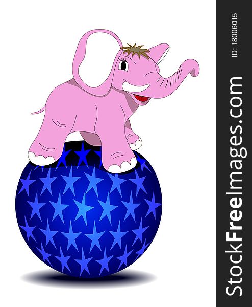 Illustration of a pink elephant on the ball. Illustration of a pink elephant on the ball