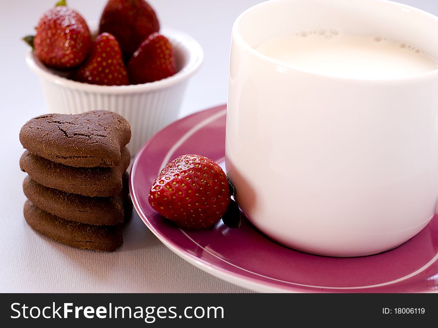 Biscuits with chocolate and strawberry