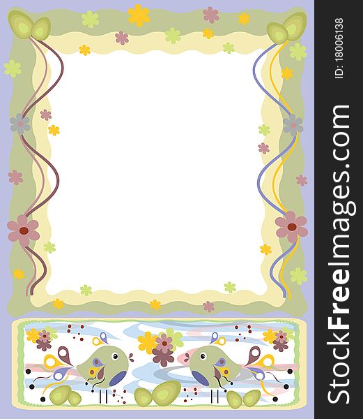 Frame with birds ,eggs and flowers. Frame with birds ,eggs and flowers.