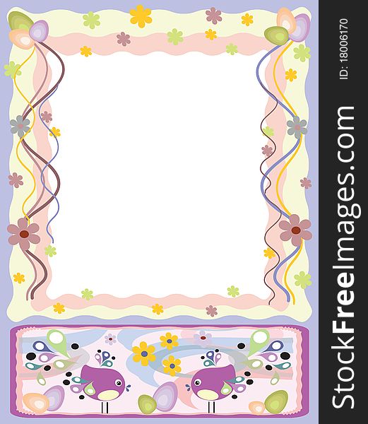 Frame with birds ,eggs and flowers. Frame with birds ,eggs and flowers.