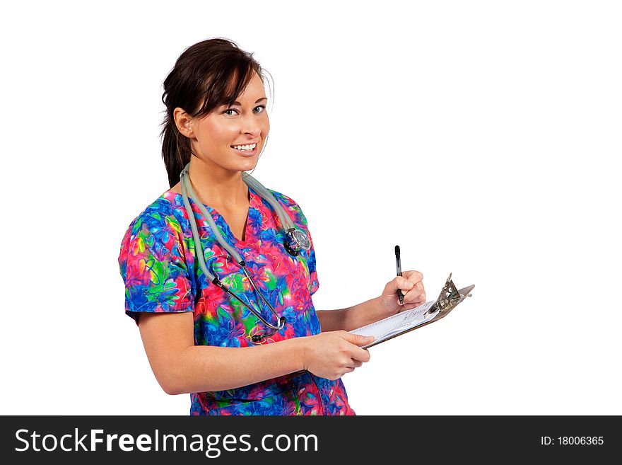Health care professional with a clipboard. Health care professional with a clipboard