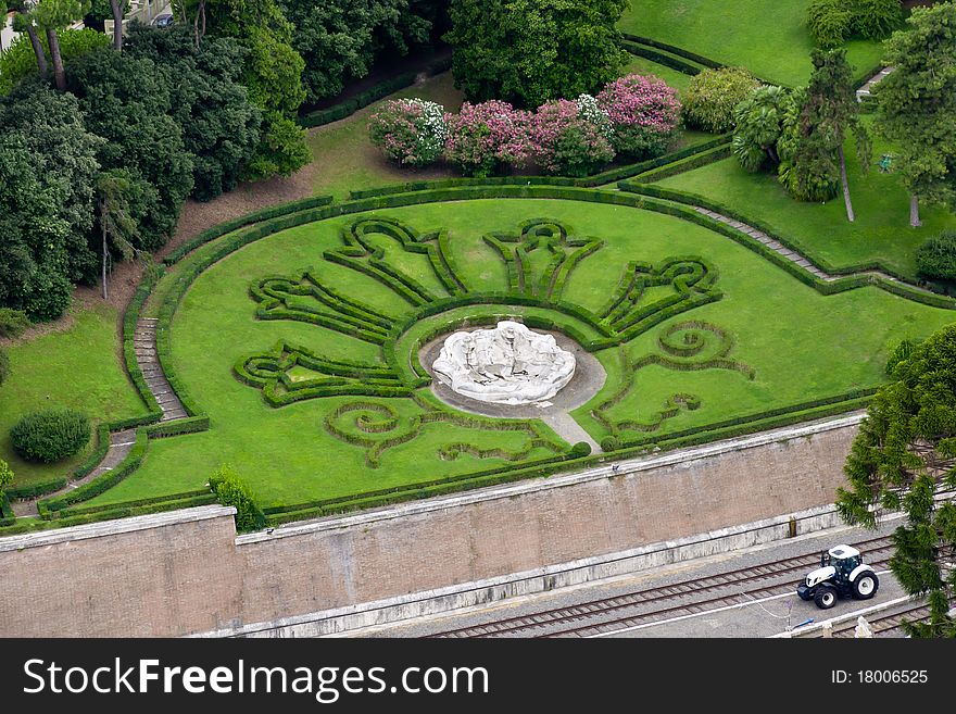 Beautiful view at the Vatican Gardens in Rome, Italy