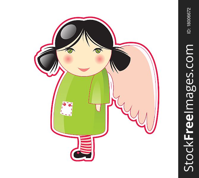 Cute small black-haired girl - angel